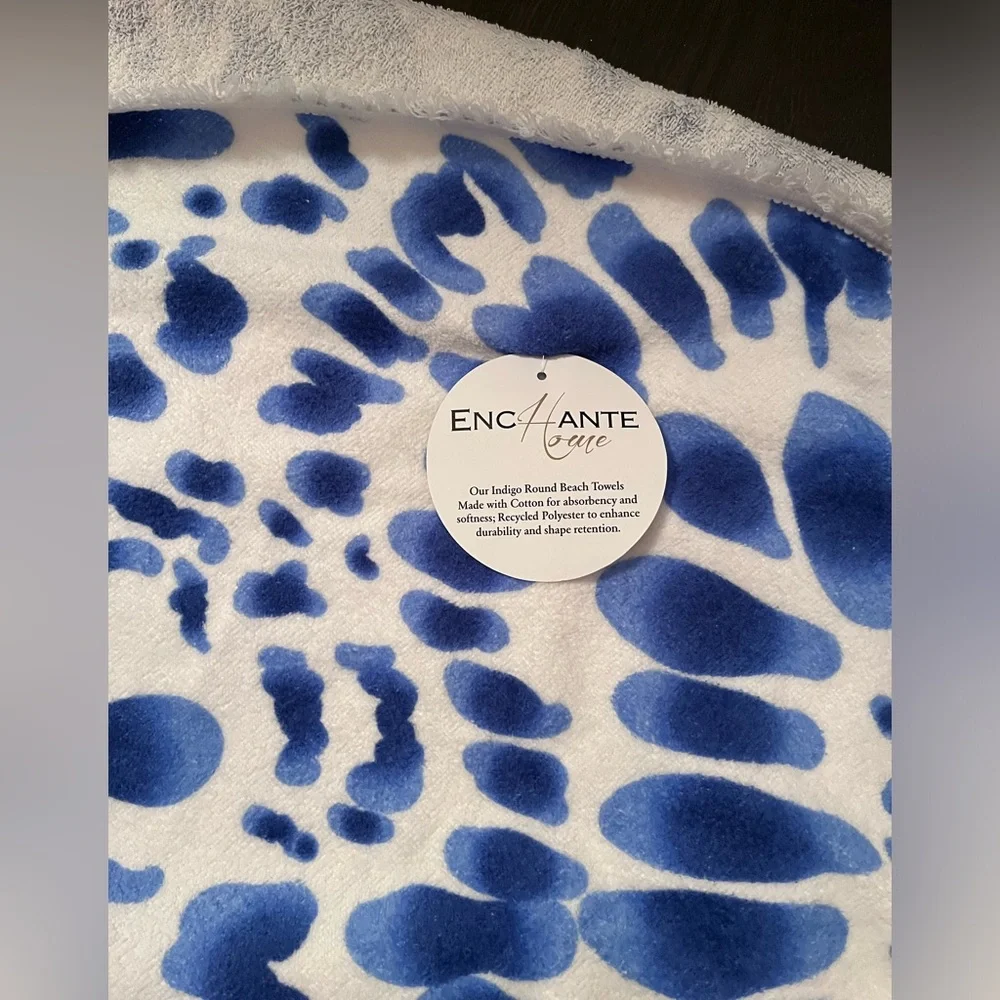 NWT Blue White Tie die round beach towel
